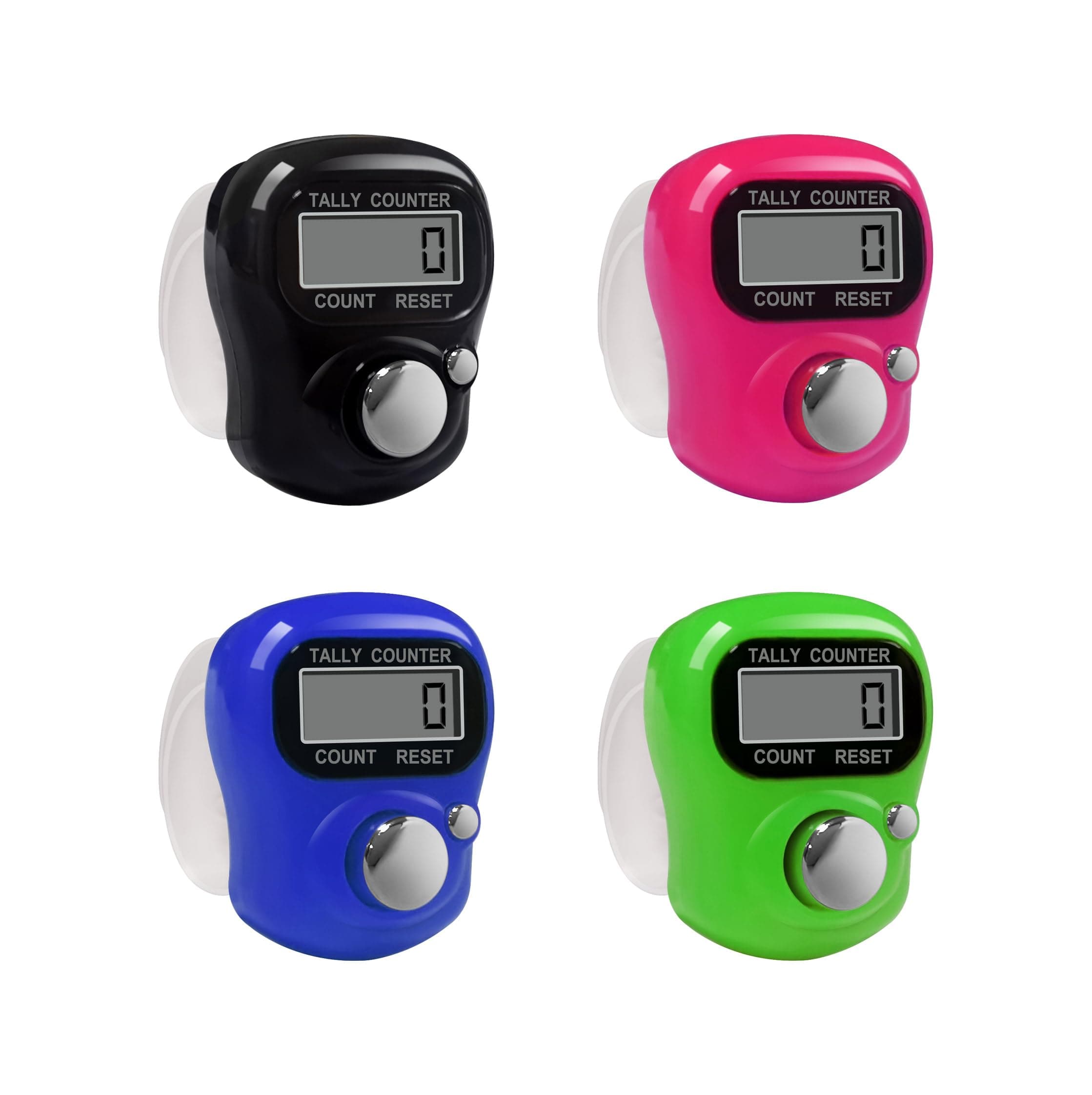 Cosmos®4 Pcs Case Resettable 5 Digit LCD Electronic Finger Counter Hand Tally (Black, Hot Pink, Green, Blue) by Cosmos