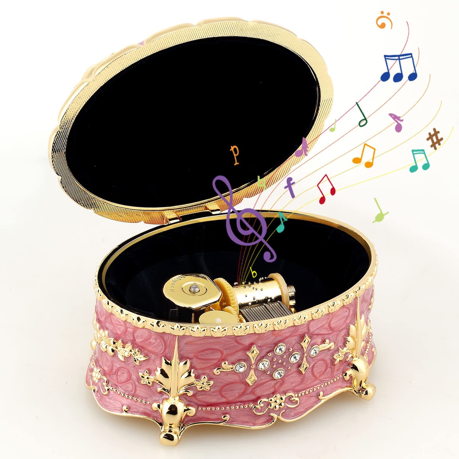 Oval metal music box