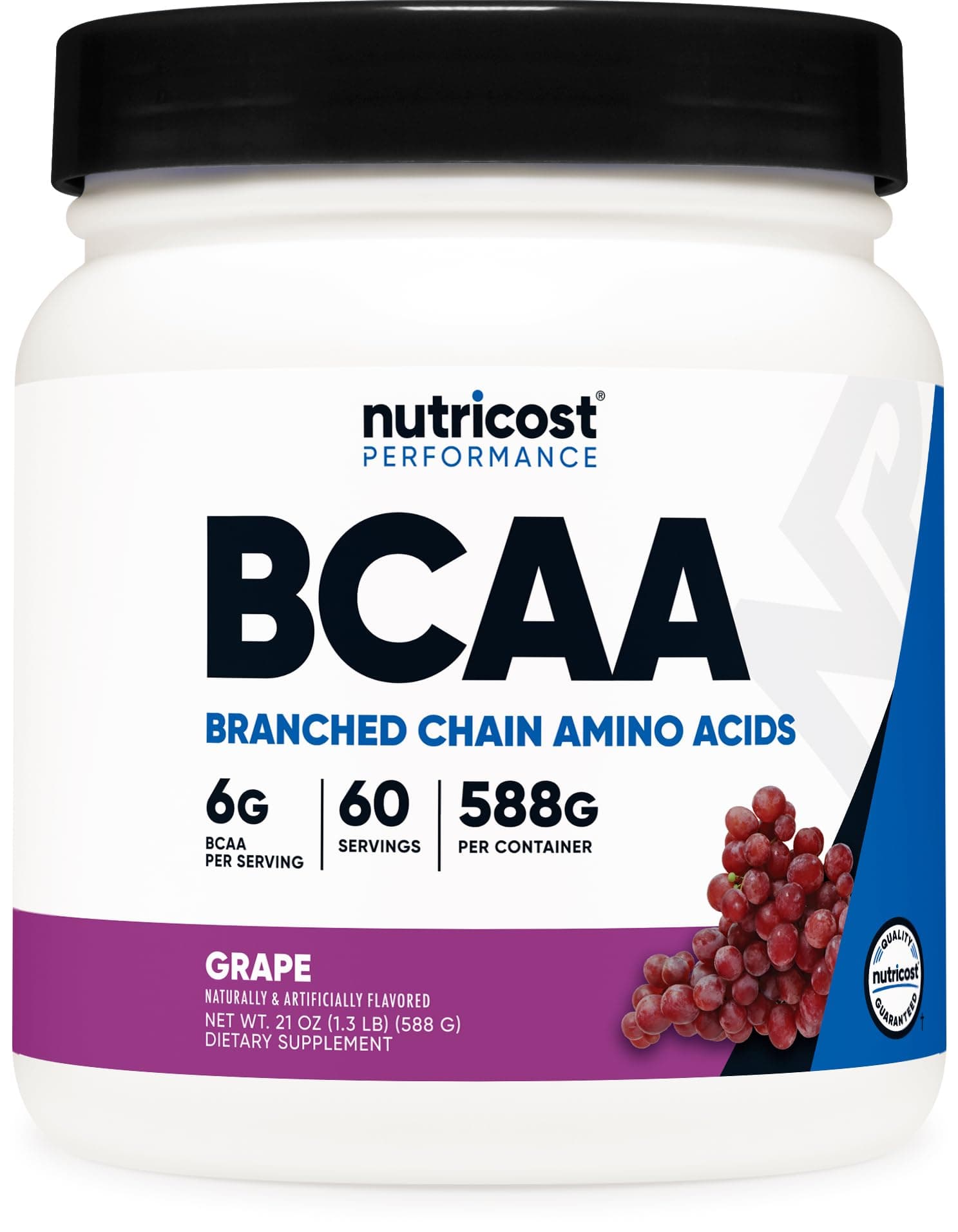 BCAA Powder (Grape, 60 Servings) - Optimal 2:1:1 Ratio, Vegetarian Friendly, Non-GMO, Gluten Free