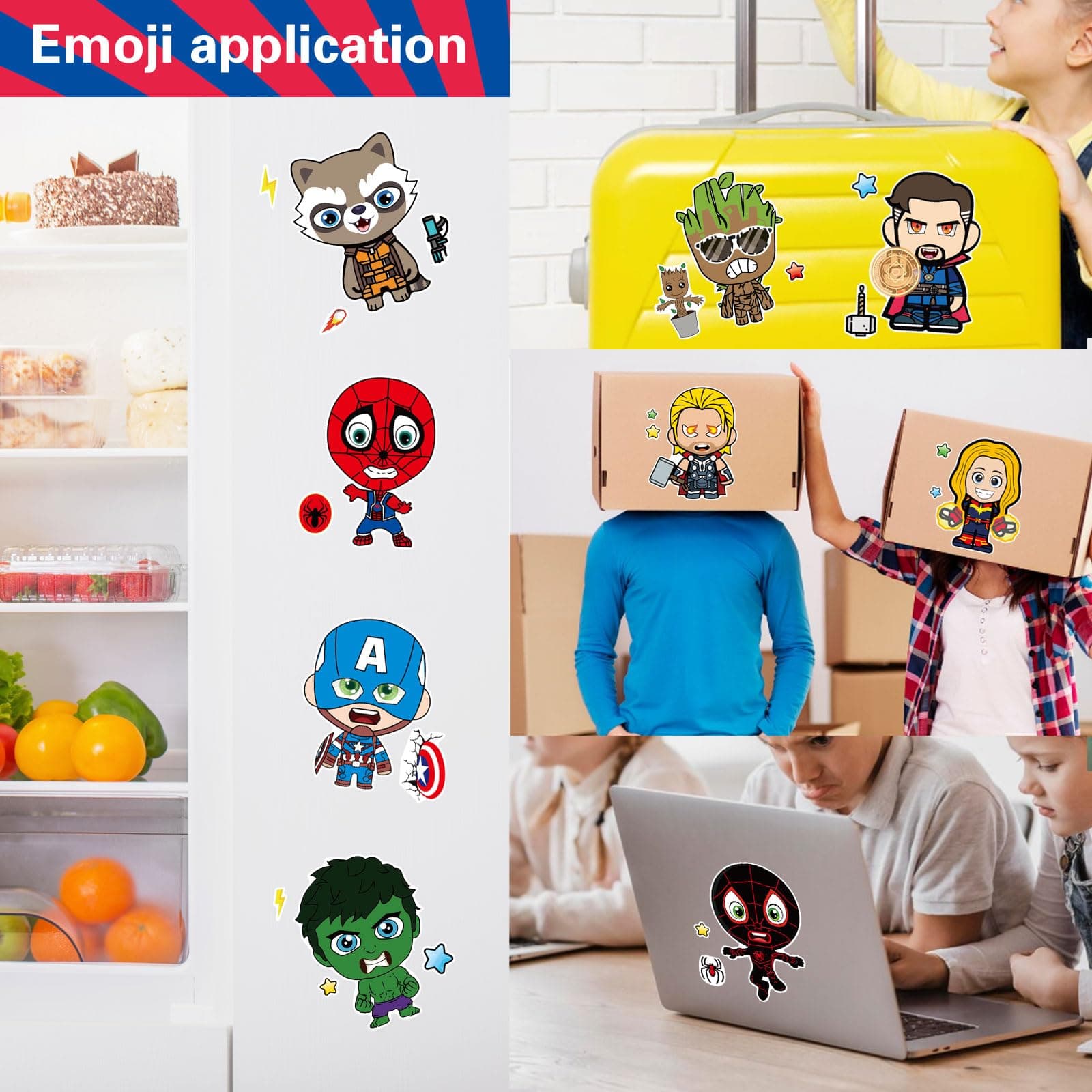 36 Pieces Make-a-face Stickers Pack, Mixed & Matched with 9 Heroes Characters(4 of Each) Stickers, Make Your Own Stickers for Kids Teens Party Decoration, Reward, Decor