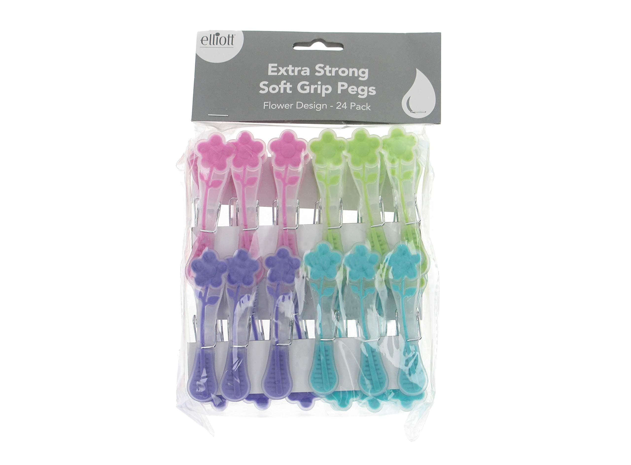Elliotts Extra Strong Soft Grip Flower Pegs 24 Pack