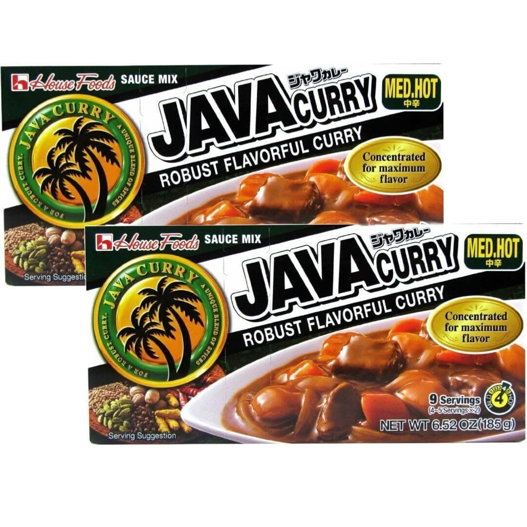 House Foods Java Curry Mix Block (9 Serves) 185g - Medium Hot Flavour (Pack of 2)