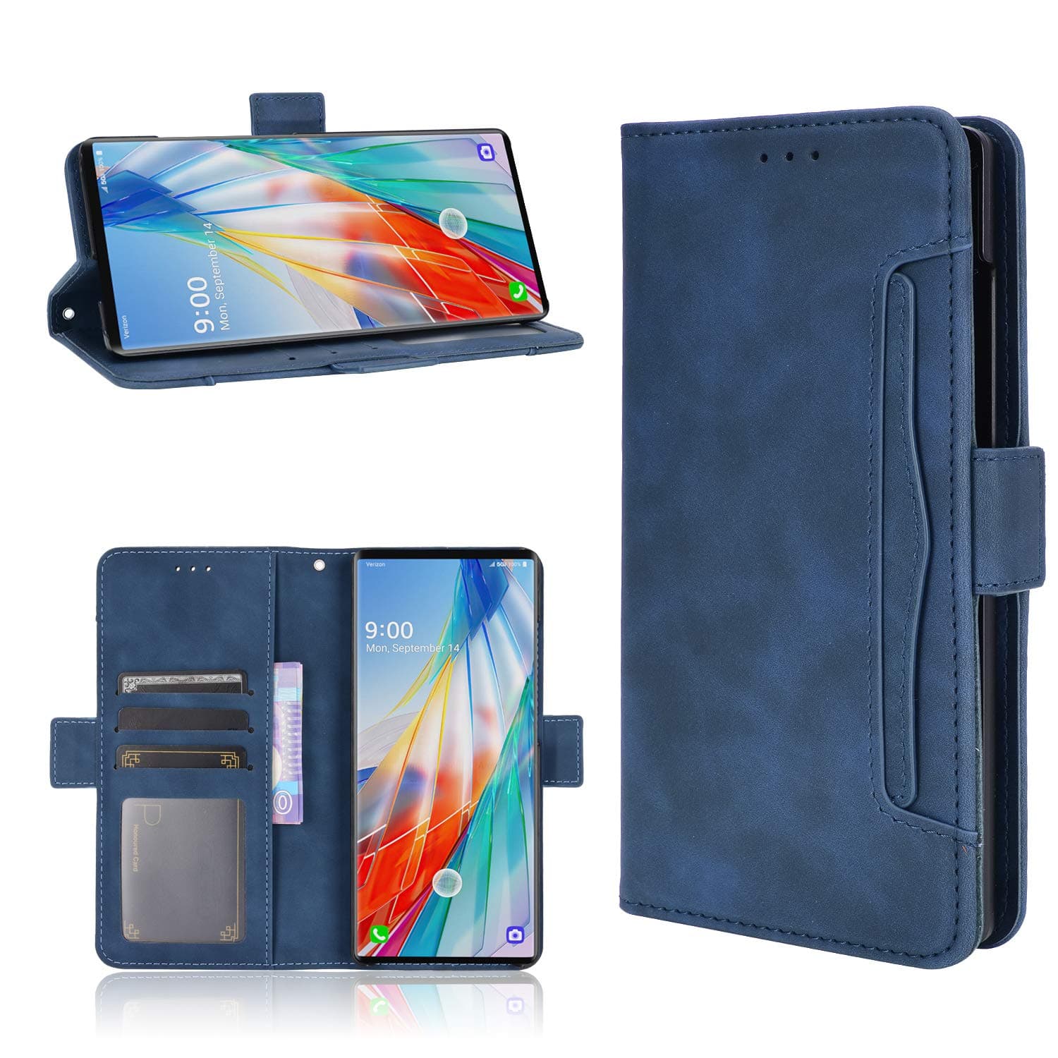 Case for LG Wing 5G Case Cover,Case for Case for LG LMF100TMK Wing 5G / LMF100VM1 LMF100EMW LMF100VMY LMF100N Case Flip Pu Leather Cover Blue