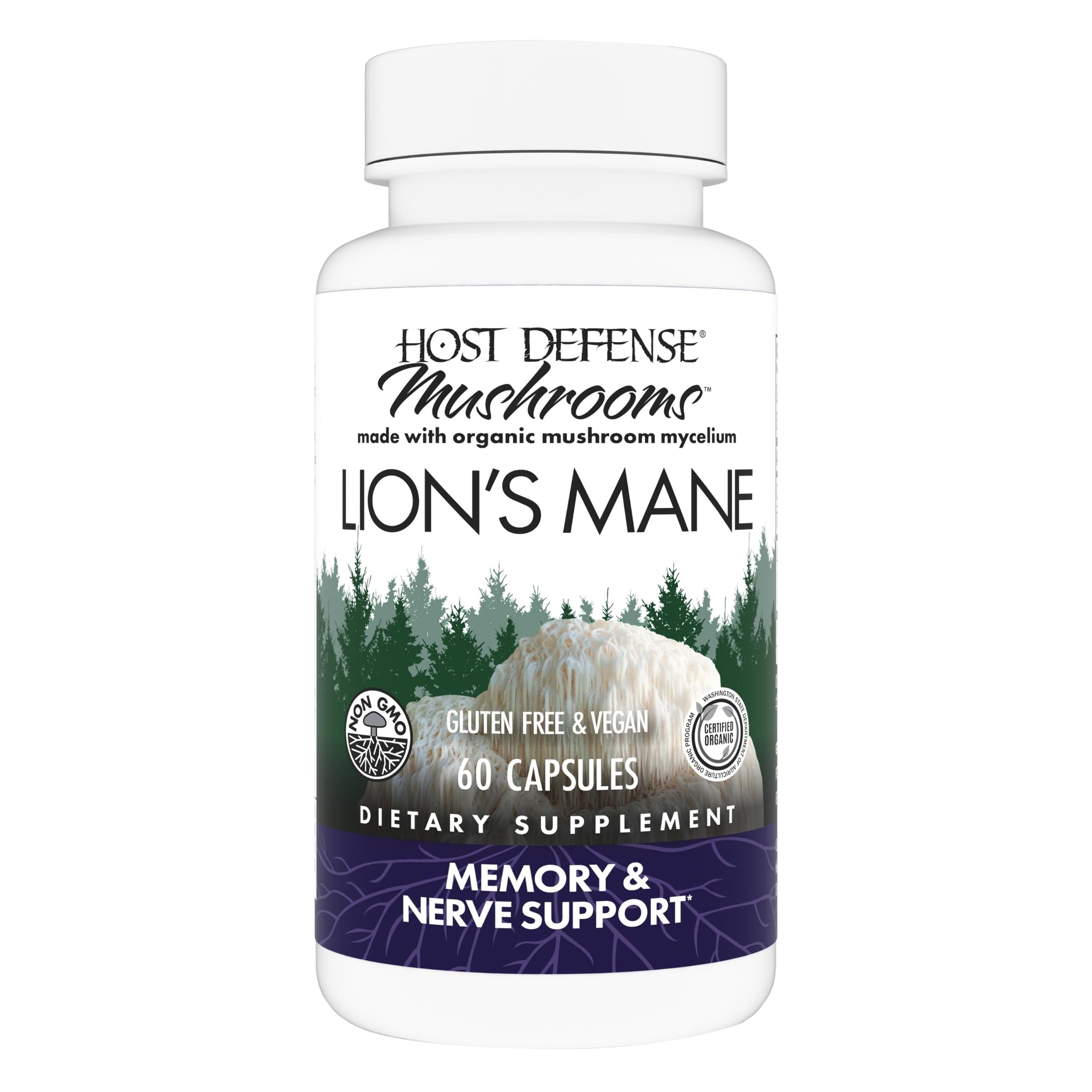 Host Defense Lions Mane Capsules, Memory & Nerve Support, 60 count