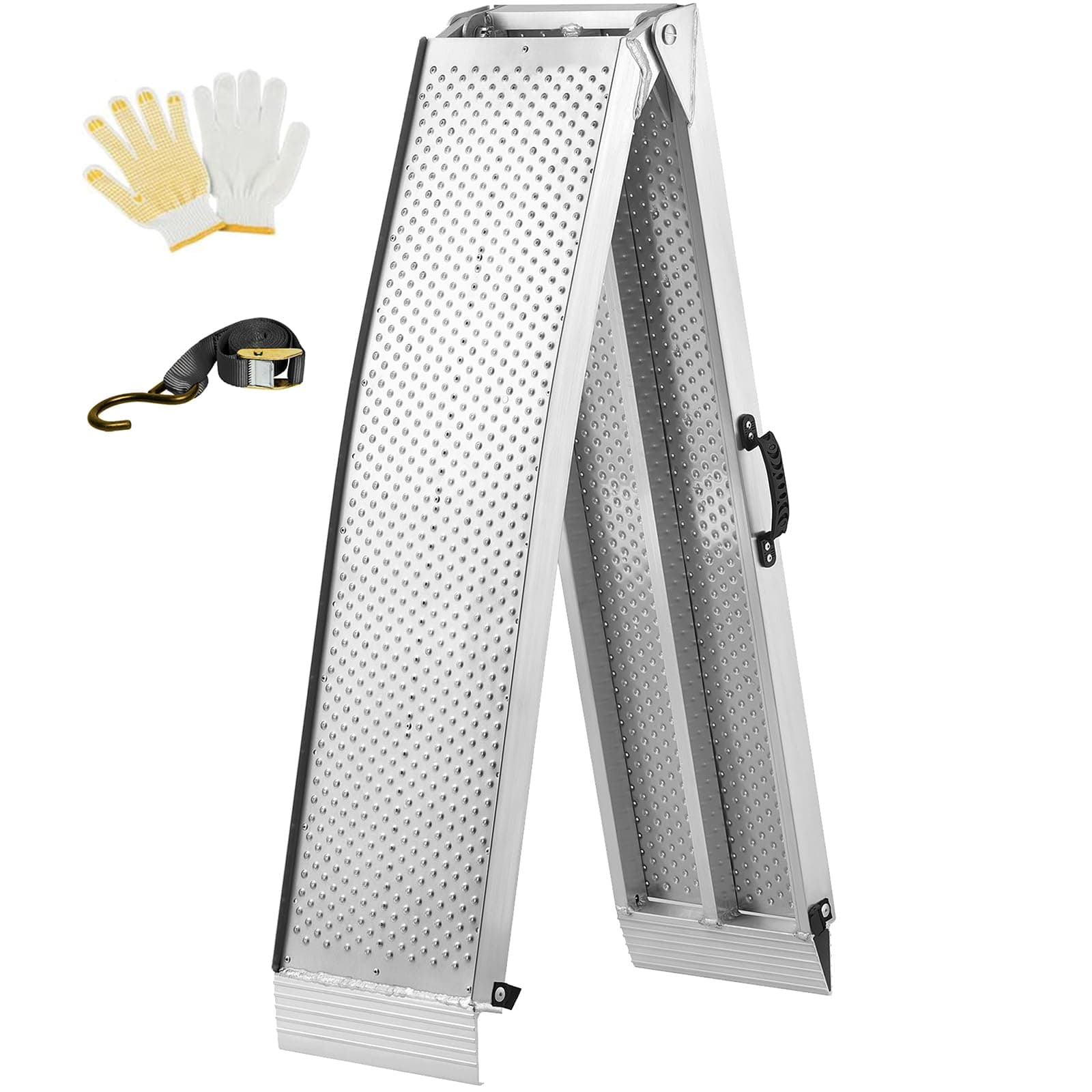 Foldable Loading Ramp, gardhom 228x30.5cm ATV Motorcycles Loading Ramp with 340KG/Pack Loading Capacity, Portable Folding Aluminum Ramps with Rubber Tipped Fingers for ATV UTV Trucks