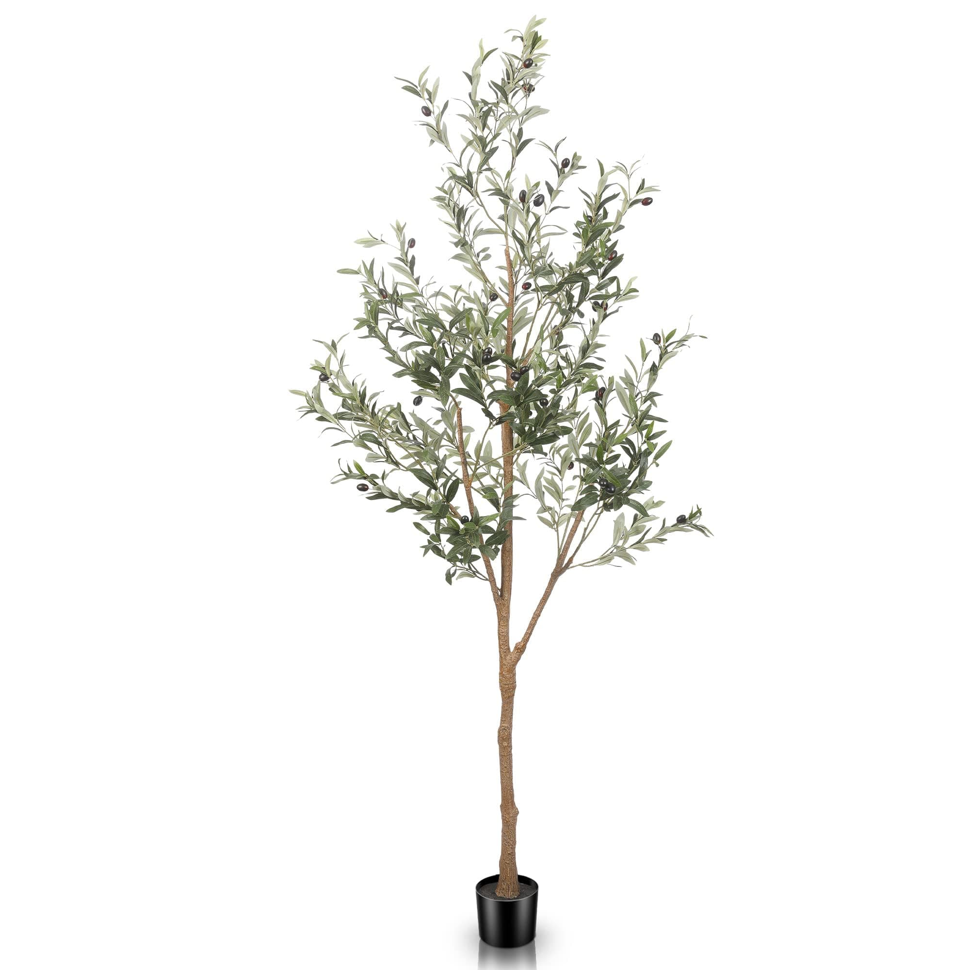 6ft Artificial Olive Tree Tall Fake Potted Olive Silk Tree with Planter Large Faux Olive Branches and Fruits Artificial Tree for Office House Living Room Home Decor