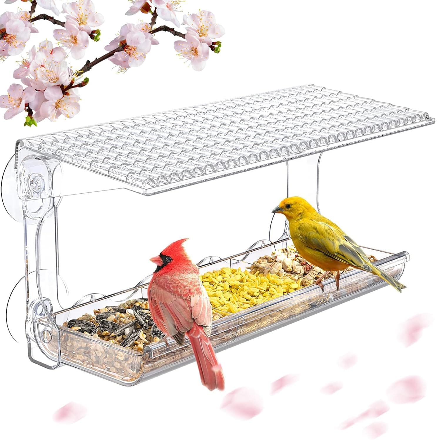 Window Bird Feeder Window Viewing Clear Mounted with Strong Suction Cups Transparent Bird House Outdoors for Garden Decor
