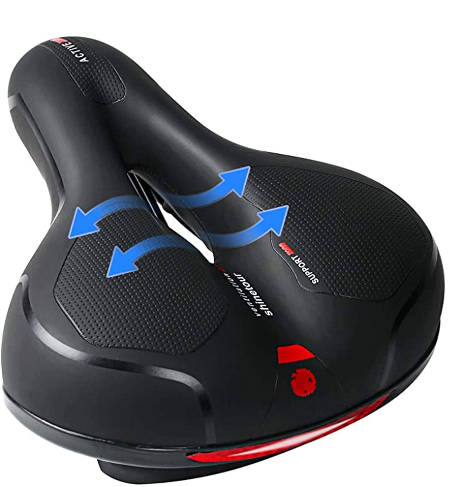 Conobo Comfortable Bicycle Seat - Bike Saddle Replacement Memory Foam Soft Padded Cushion with Dual Shock Absorbing Rubber Balls Universal Fit for Indoor Outdoor Bikes