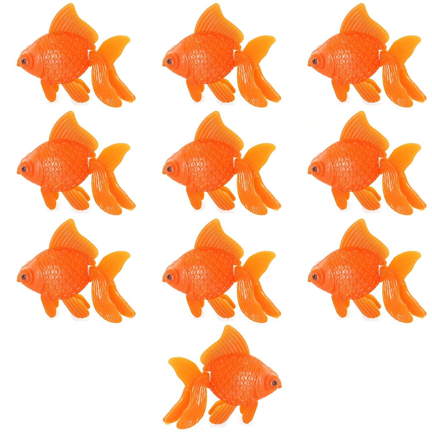 Magic&shell Plastic Gold Fish 10PCS 2 Inches Long Orange Color Artificial Floating Goldfish Ornament Fish for Aquarium Fish Bowl Tank Ornament