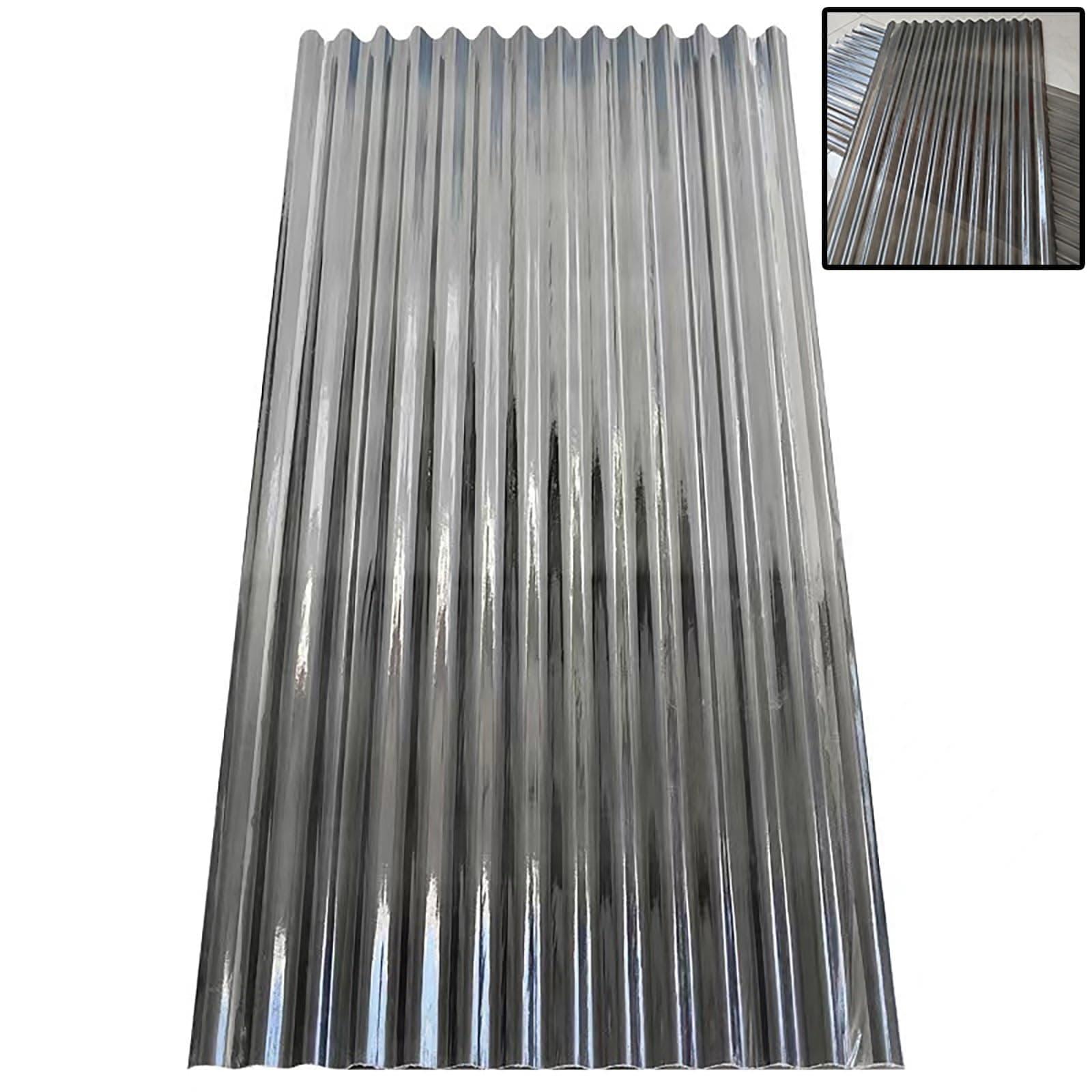 Clear Roofing Panel, 1mm Corrugated Roofing Panels, Cladding Walling Sheeting, Fiberglass Daylighting Panels, Greenhouse Shed Roof Panel, Roofing Sheet, Easy to Roll and Cut(Black,35x55in)