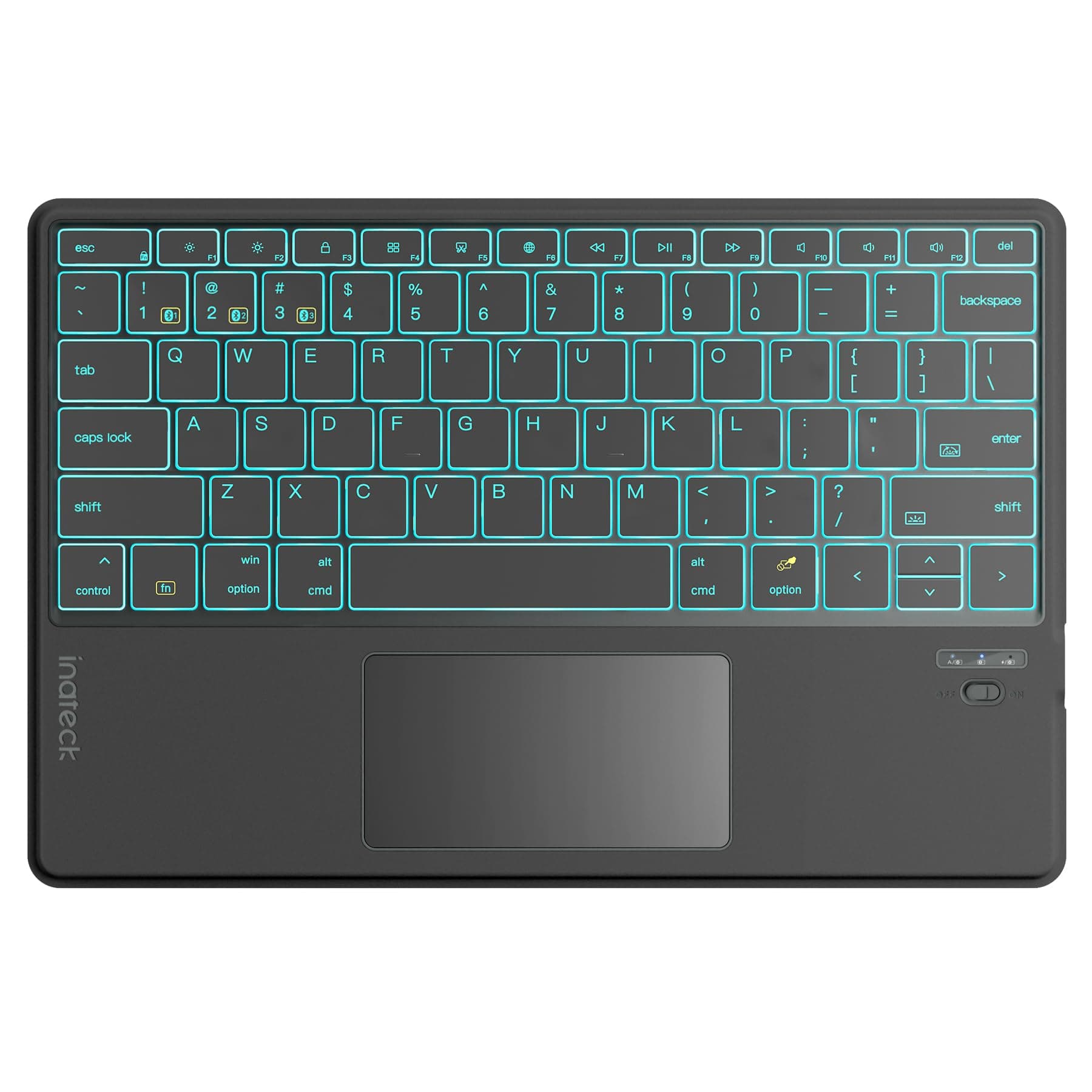 Inateck Tablet Keyboard, Ultra-Slim, AI Function, 7-Color Backlight, Compatible with iPad 10/9/8, Air, 12.9''/ 11''/ 10.5'' Pro, Mini 7/6/5, Supports Windows, iPad OS, Android, iOS