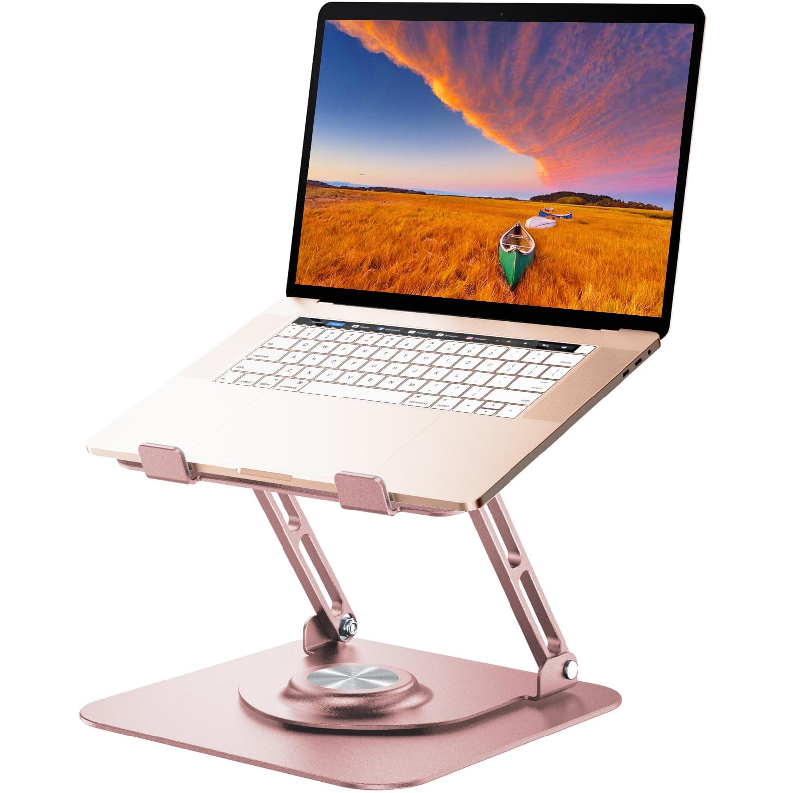 Laptop Stand for Desk, Adjustable laptop riser with 360° Rotating Base, Ergonomic Computer Stand for Collaborative Work, Foldable & Portable Laptop Stand, Fits MacBook / All Laptops up to 16 inches