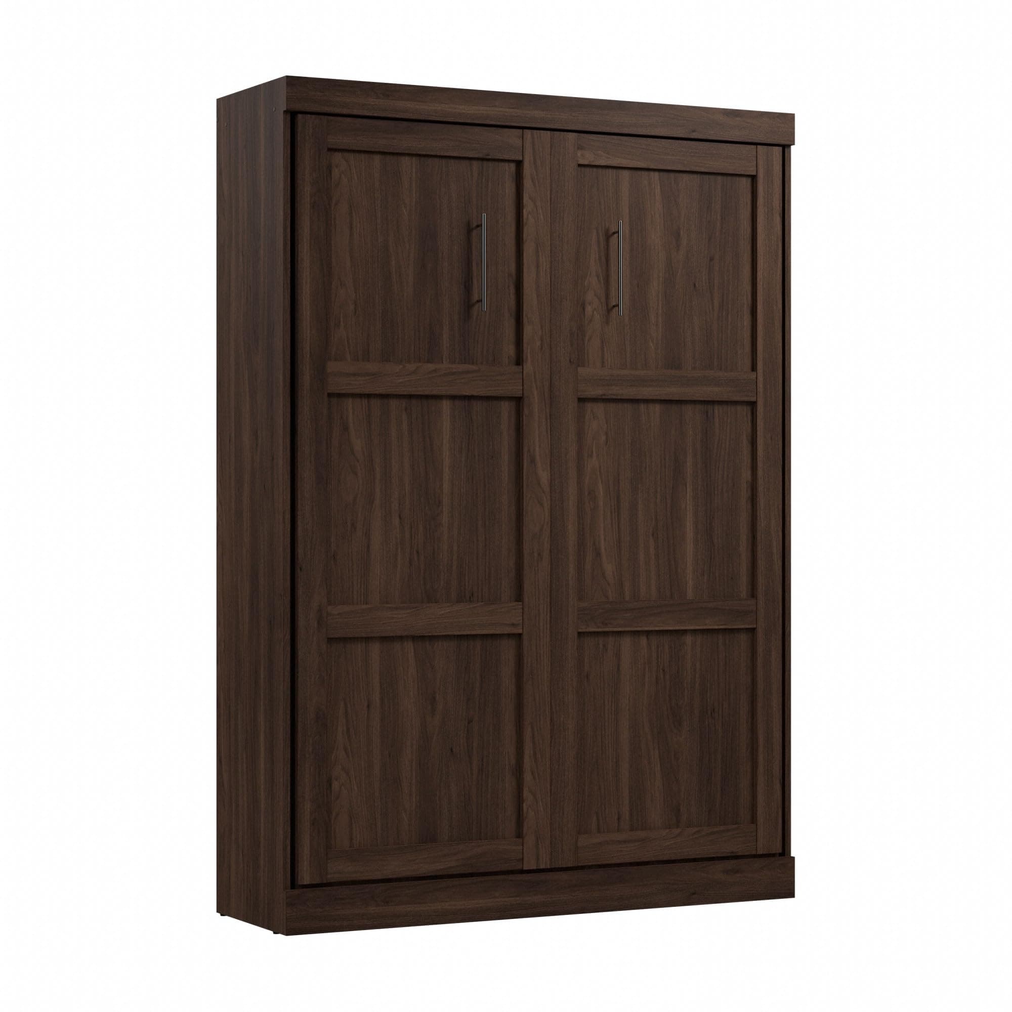 Bestar Pur Full Size Murphy Bed in Black Walnut, 59-inch Space-Saving Sleeping Arrangement for Multipurpose Area, Bedroom, Guest Room, or Living Room