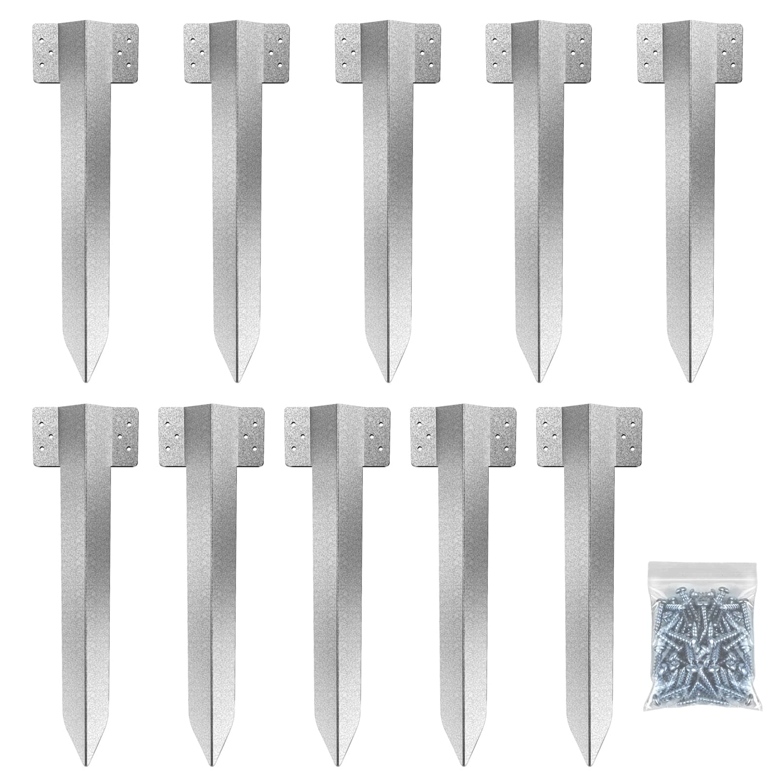 10 Pack Railway Sleeper Brackets Driveway Heavy Duty Edging Edge, Timber Railway Sleeper Stakes, Galvanised Steel