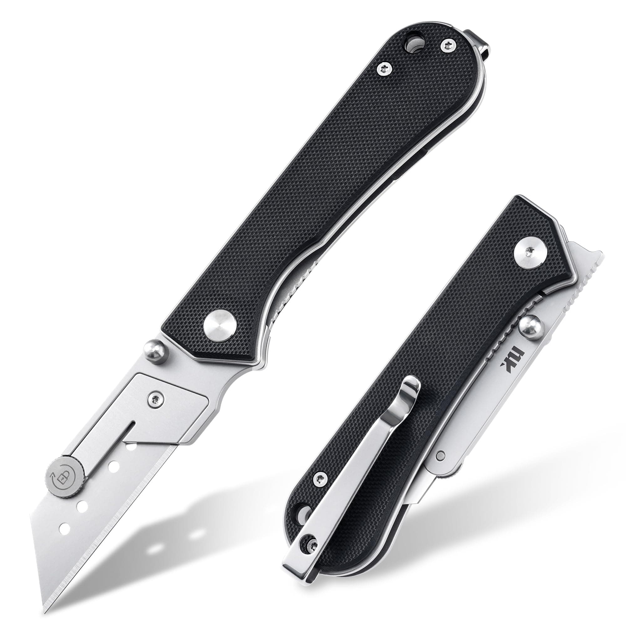 U23 Kumpanter Folding Utility Knife - Versatile EDC Knife with Quick-Release Blade, Compact Foldable Pocket Utility Knives - G10 Black
