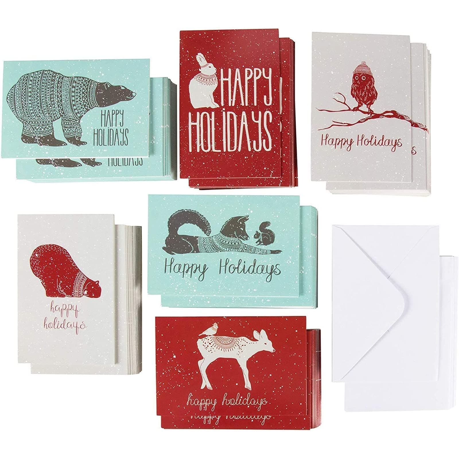 Sustainable Greetings Blank Note Cards with Envelopes - Assorted Animal Designs for Sending Holiday Wishes - 4 x 6 in, Pack of 144
