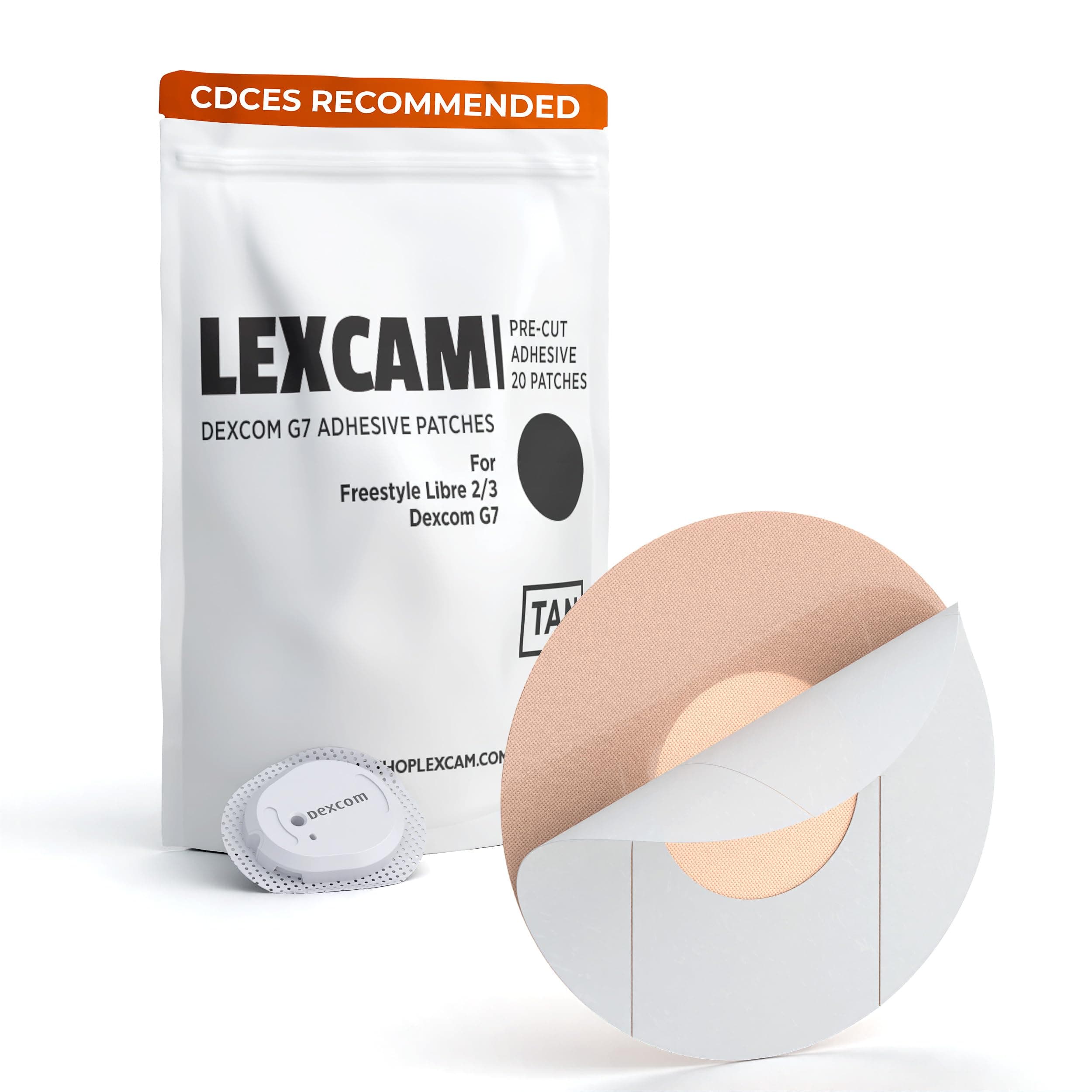 Lexcam Dexcom G7 Adhesive Patches, Libre 2, 3, Pack of 20, Waterproof CGM Covers, Color Tan, Sensor is NOT Included