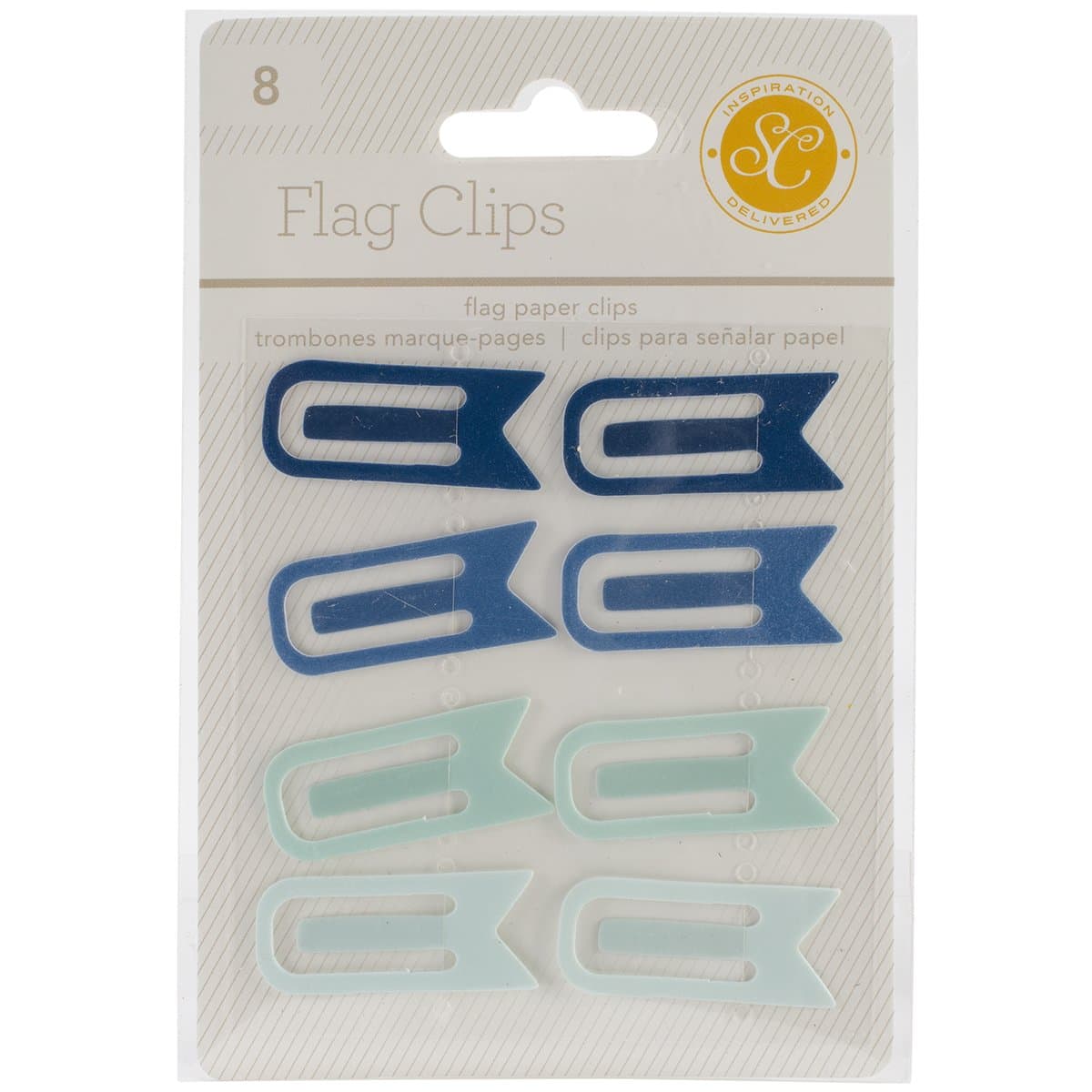 Studio Calico Essentials Flag Clips, 0.5 by 1.25-Inch, Blue and Aqua, 8-Pack