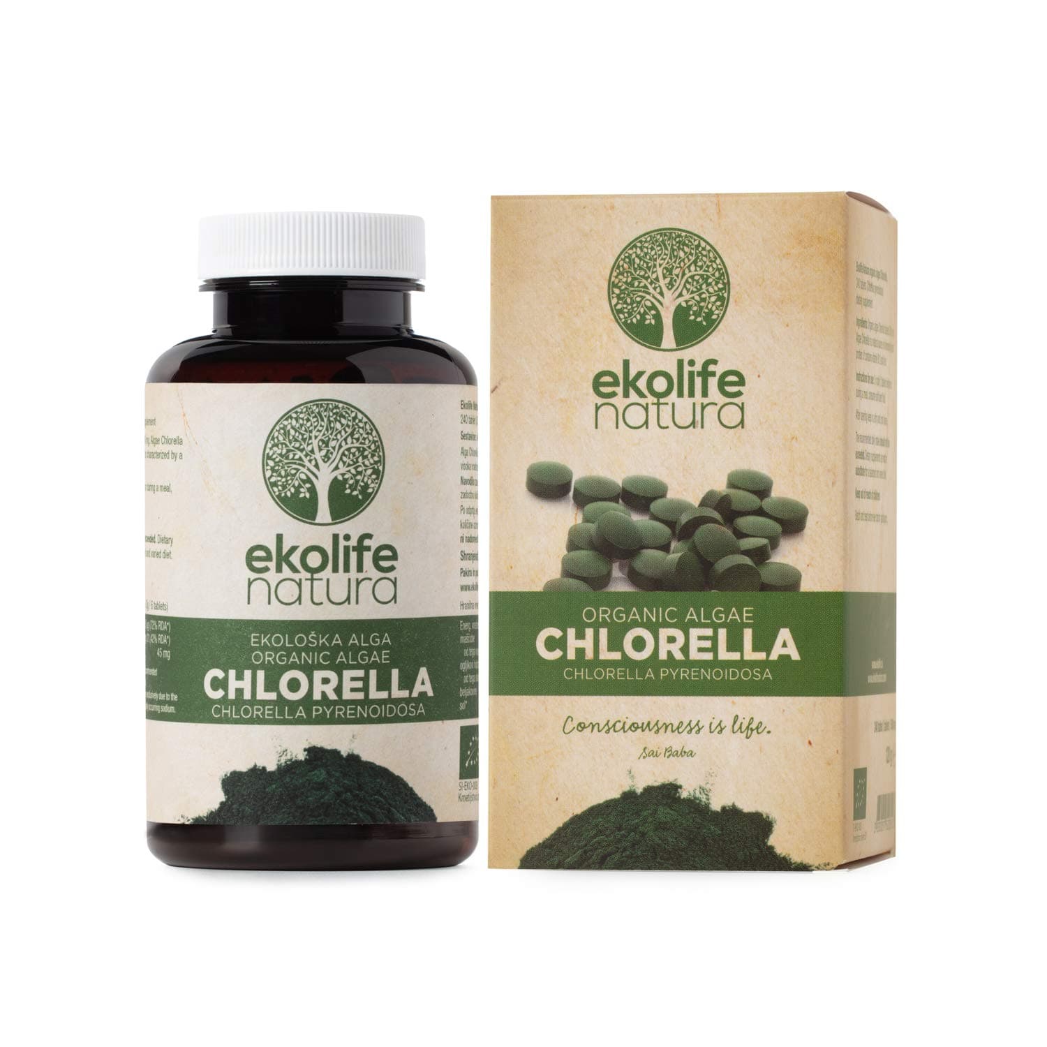 Organic Chlorella Tablets – Organic Chlorella Capsules – Green Algae – Chlorella Pyrenoidosa from Ekolife Natura 120g