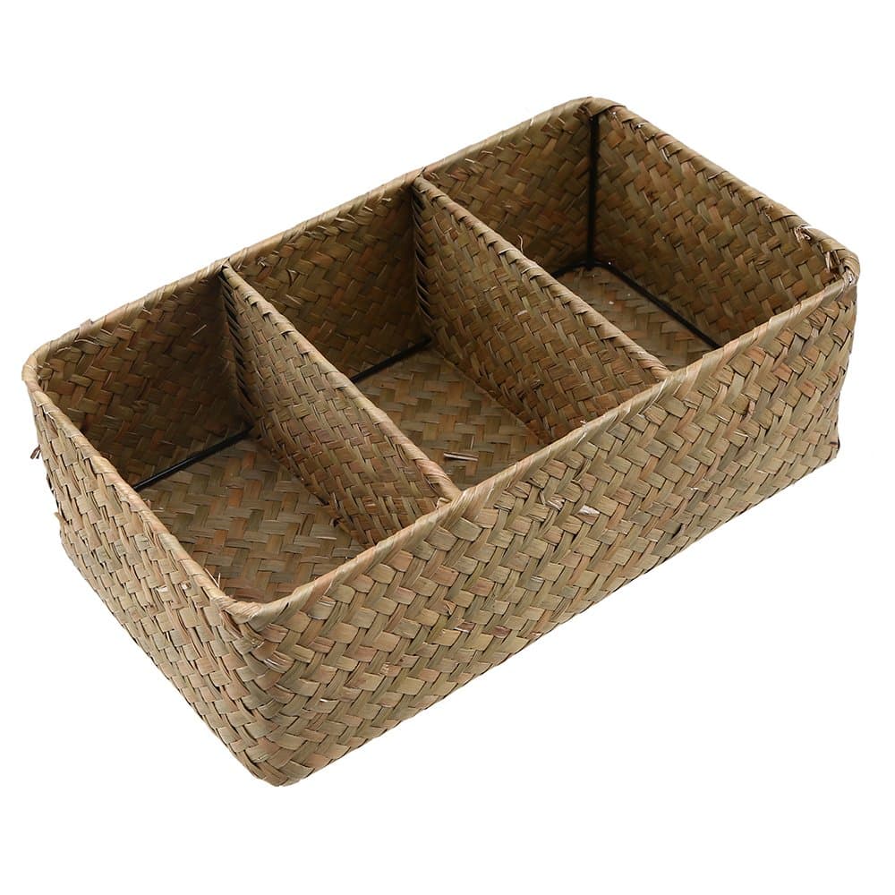 WCIC Storage Basket Seagrass Weaving Storage Box Container Bin Organization Case for Clothes Laundry Toys Cosmetics CD DVDs Books 31cmX18cmX10cm Original