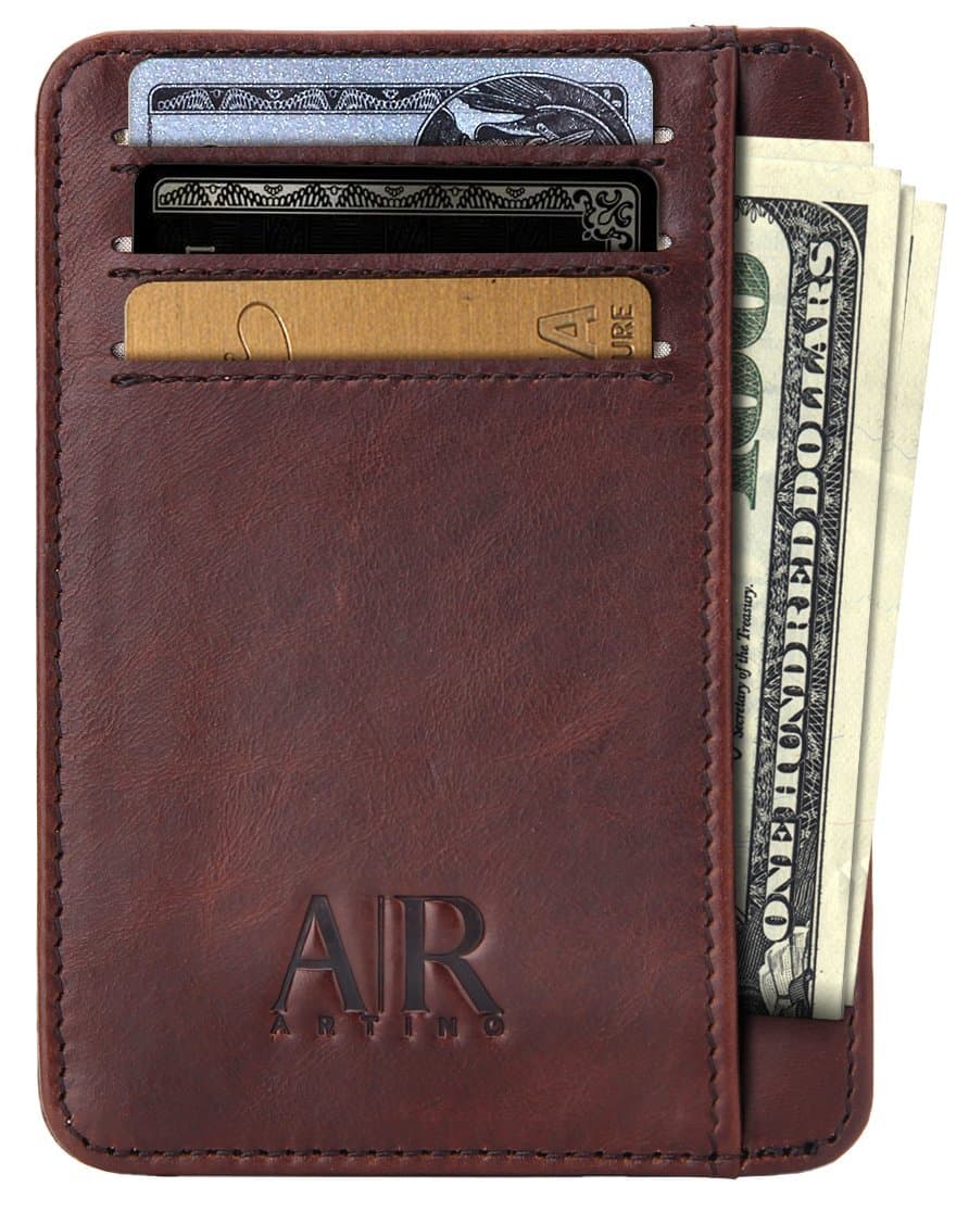 RFID Front Pocket Wallets for Men - Minimalist Genuine Leather RFID Blocking
