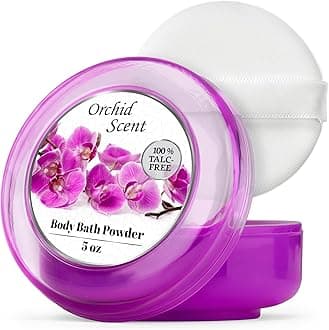 Body Powder for Women with Powder Puff, 100% Talc-Free, Majestic Orchid Scented Dusting Powder, After Bath for Soft Skin, Extra Large, 1 Pack (5oz)