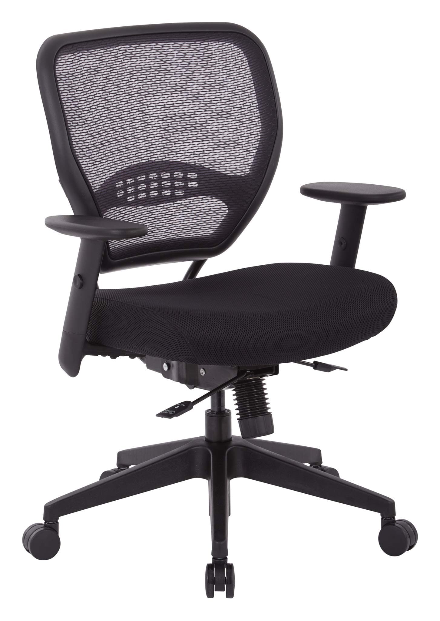 55 Series Air Grid Back Manager's Office Chair with Adjustable Angled Arms, Seat Slider and Angled Nylon Base, Black Fabric