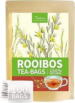 Rooibos Tea Bags 100 Count, Vegan, Pure Natural Rooibos Tea, Rich in Antioxidants, Caffeine Free Herbal Tea, Biodegradable Tea Bags