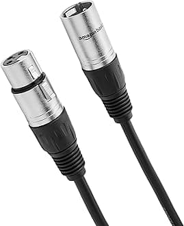 Amazon Basics XLR Microphone Cable for Speaker or PA System, All Copper Conductors, 6MM PVC Jacket, 25 Foot, Black