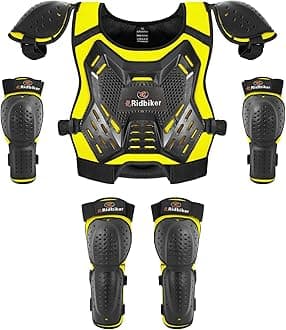 Kids Dirt Bike Gear Armor Vest Suit, Motorcycle Chest Protector with Knee Elbow Pads, Youth Riding Protective Gear for Motocross Cycling Skating Ski Off-Road