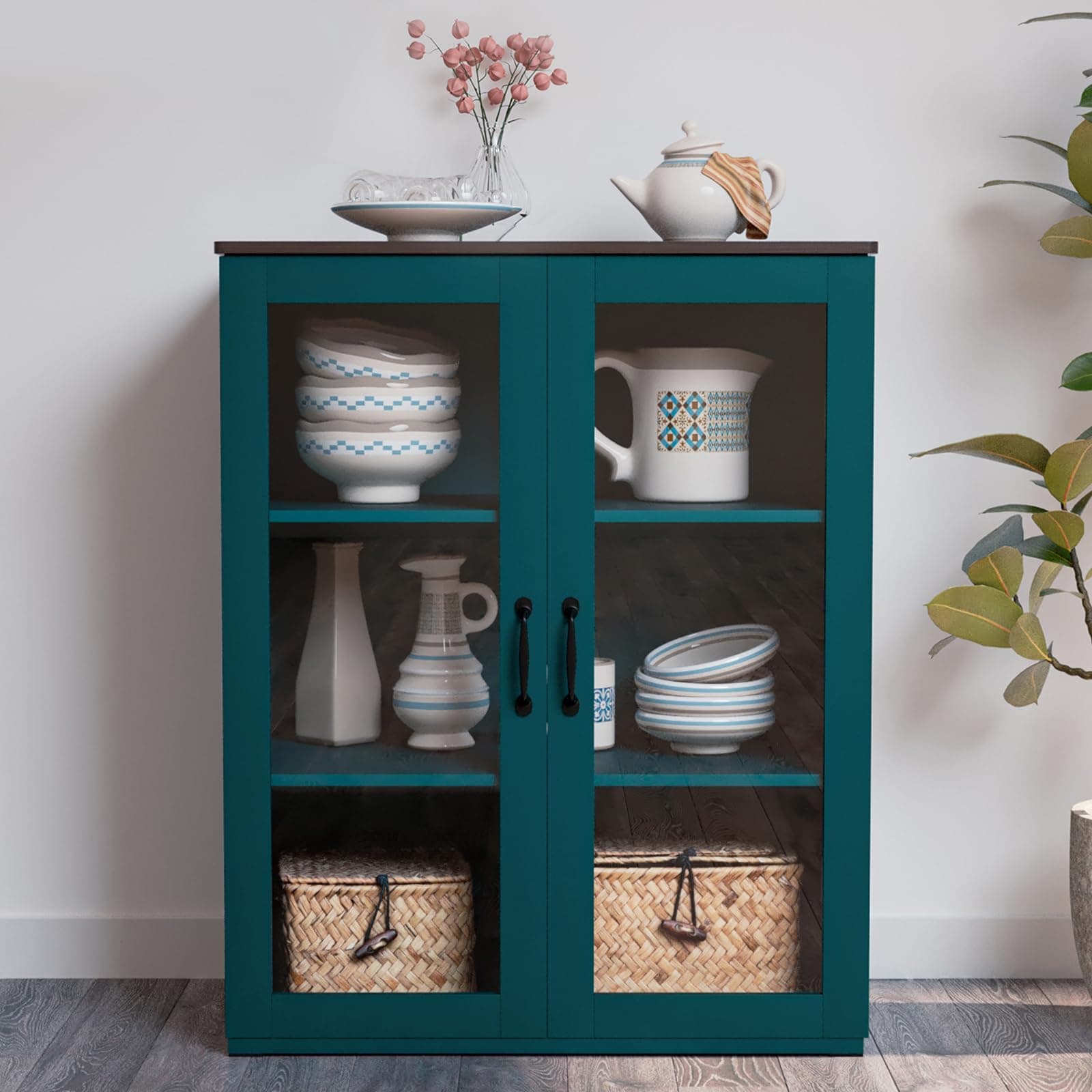 Storage Cabinet, Teal Free Standing