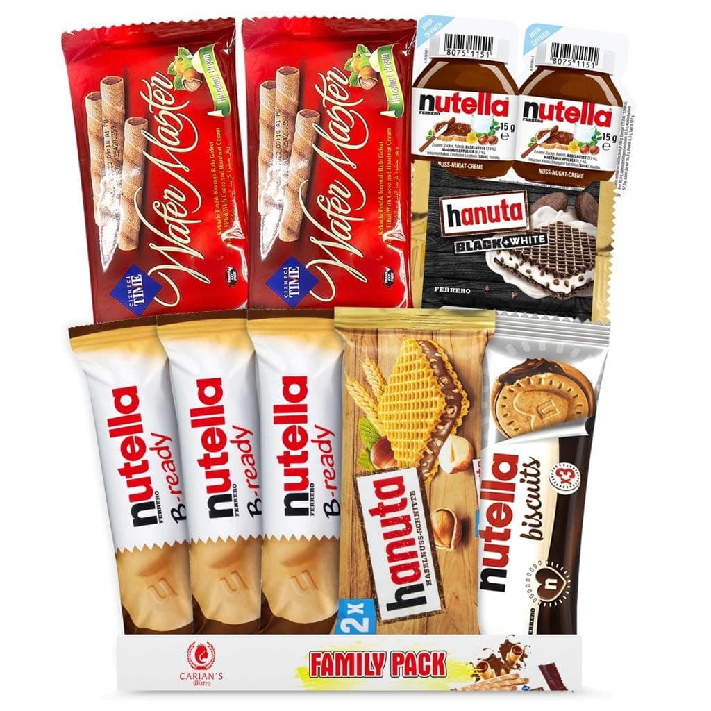 CARIAN'S BISTRO Nutella Snack Pack, B-Ready, Biscuits, Hanuta, Roll Wafers, Perfect Snacks for Kids and Adults, 9 Full Size Snack, 24 pc.