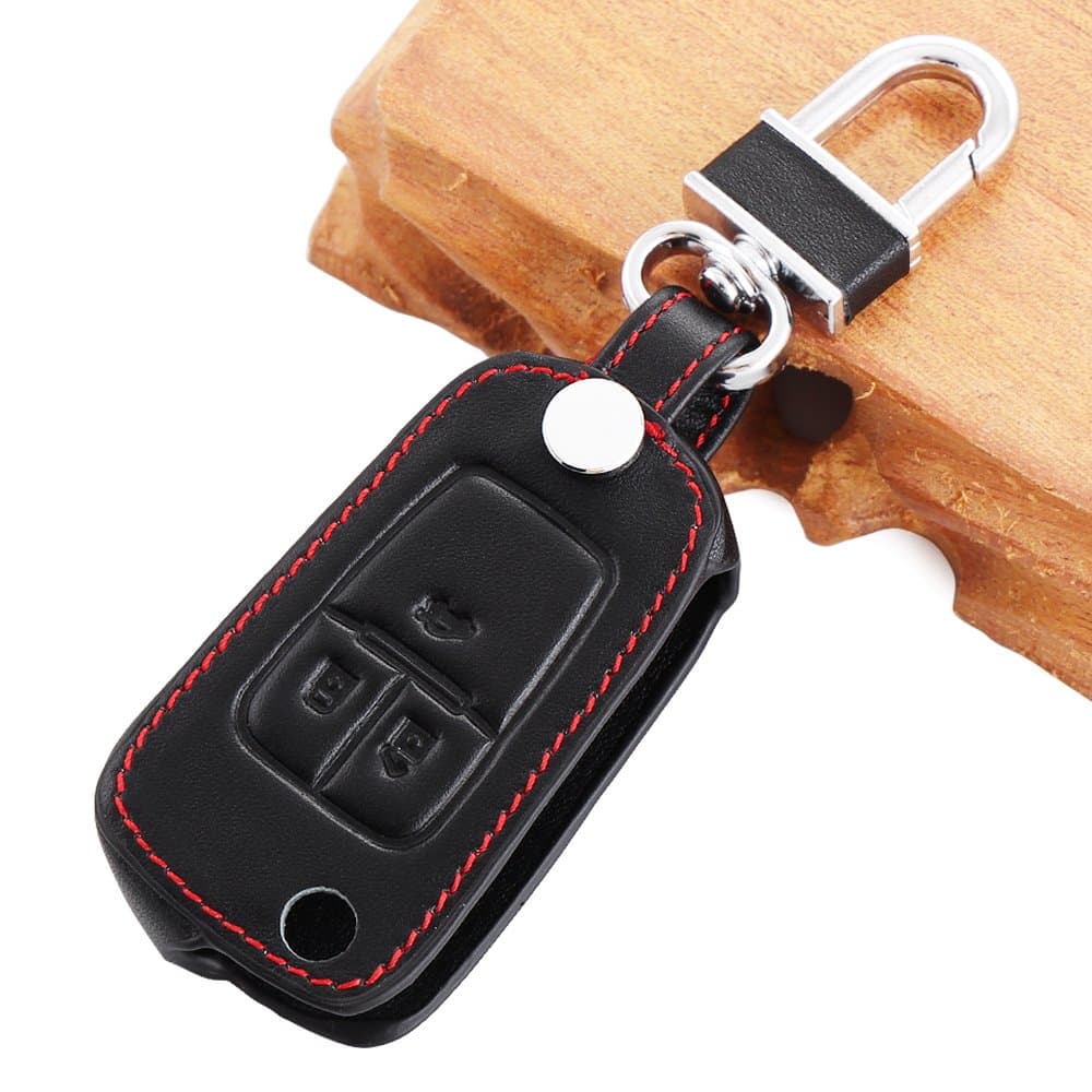 TOPDECO Car Remote Fob 3 Button Leather Case