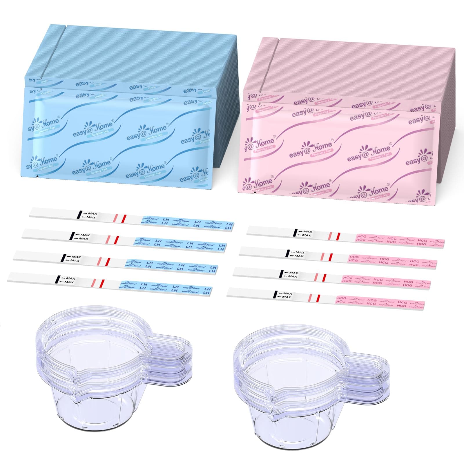 Ovulation & Pregnancy Test Strips Kit: 25 Ovulation Tests 10 Pregnancy Tests & 35 Large Urine Cups - Powered by Premom Ovulation APP | 25LH + 10HCG + 35 Urine Cups