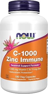NOW Foods Supplements, C-1000 & Zinc Immune, Seasonal Support Formula*, Antioxidant Protection*, 180 Veg Capsules