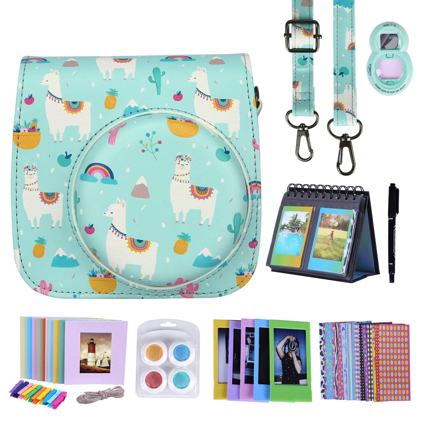 HDE Camera Case Bag Compatible for Fujifilm Instax Mini 9 / Mini 8+ / Mini 8 Instant Film Camera with Shoulder Strap and Photo Accessories