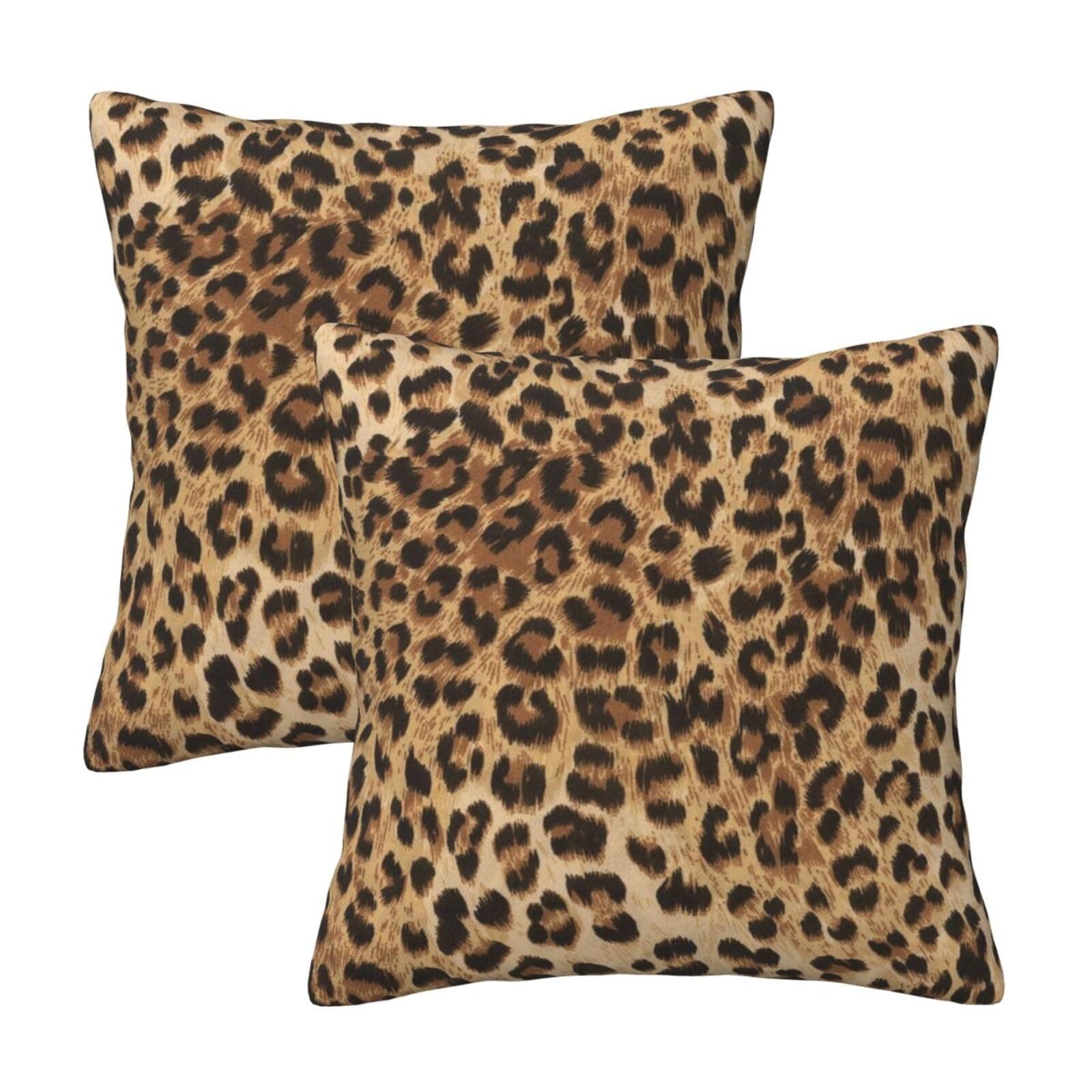 Leopard Pillow Covers 18x18 in Couch Pillow Case Sets of 2 Modern Decorative Square Throw Pillows for Home Living Room Bedroom Bed Cushion Outdoor