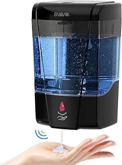 Automatic Soap Dispenser Wall Mount, Touchless Soap Dispenser 600ml/20.28oz Battery Operated Hand Free Hand Sanitizer Dispenser Wall Mounted for Bathroom Kitchen Hotel Offices Plastic, Black