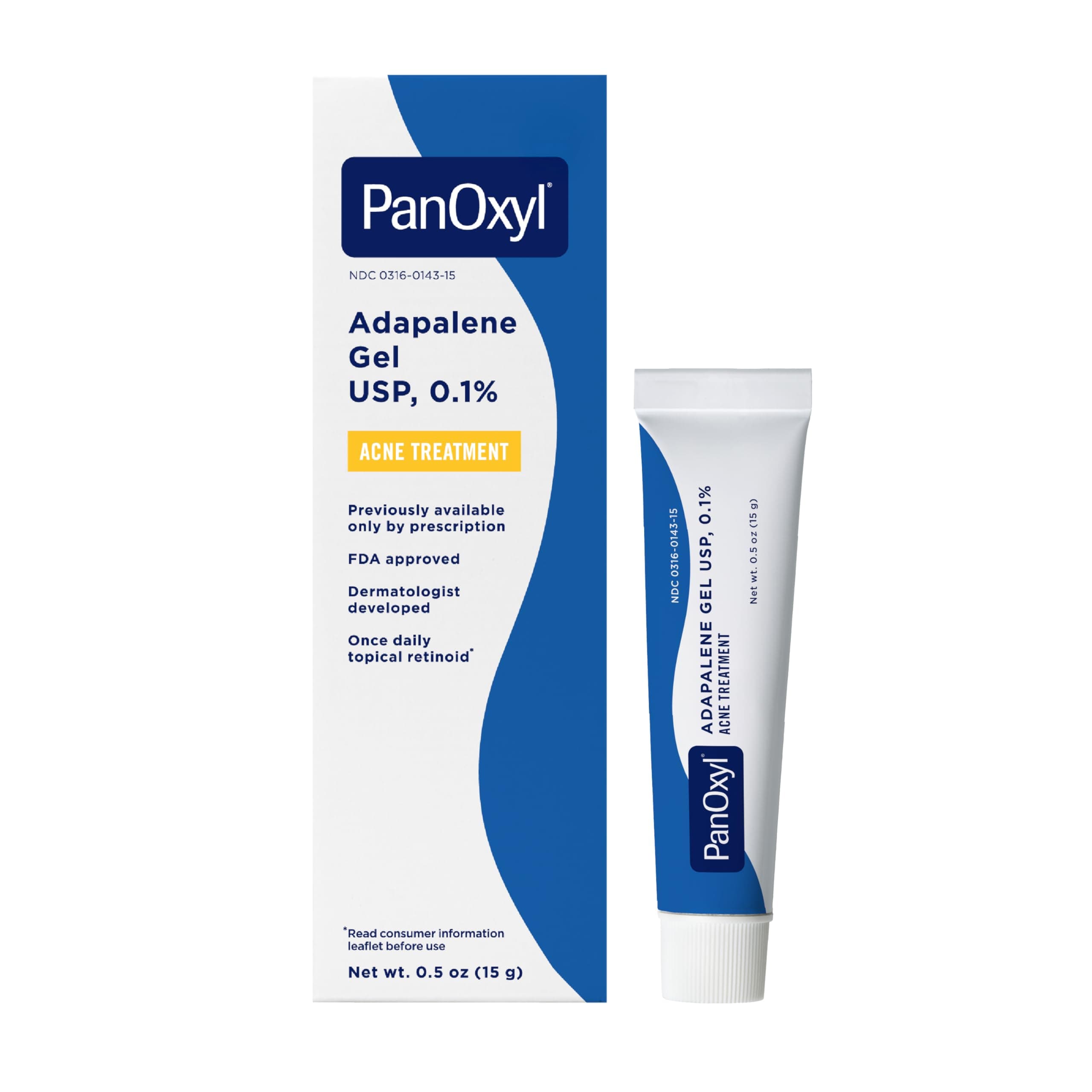 PanOxyl, Adapalene Gel USP, 0.1%, Acne Treatment, 0.5 oz (15 g)