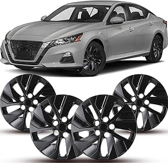 Winjet Black Lacquer 16" Hubcaps Wheel Covers for Nissan Altima 2019-2025 [2019 2020 2021 2022 2023 2024 2025 Nissan Altima] Wheel Tire Covers 16 inch Hubcaps Set of 4 (Black Lacquer)