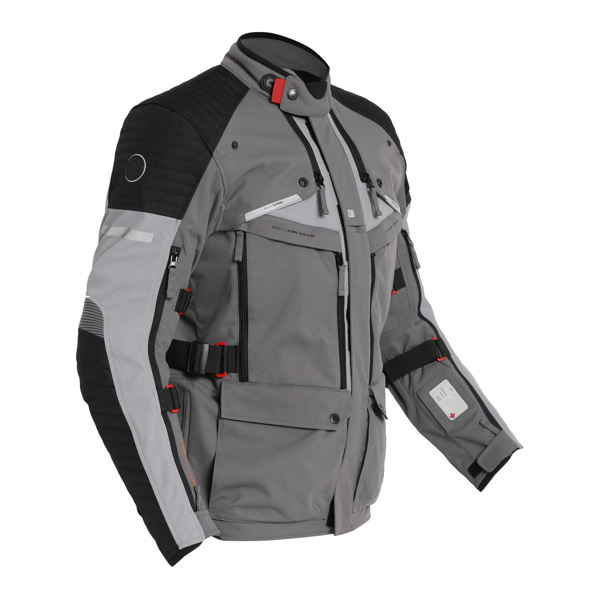 Royal Enfield Mens Polyester Nirvik V2 Riding Standard Length Jacket Charcoal (M) 40 Cm with D3O Level 2 Protectors At Shoulders And Elbows, Ergo Pro Tech Back Armours For Advance Level Safety