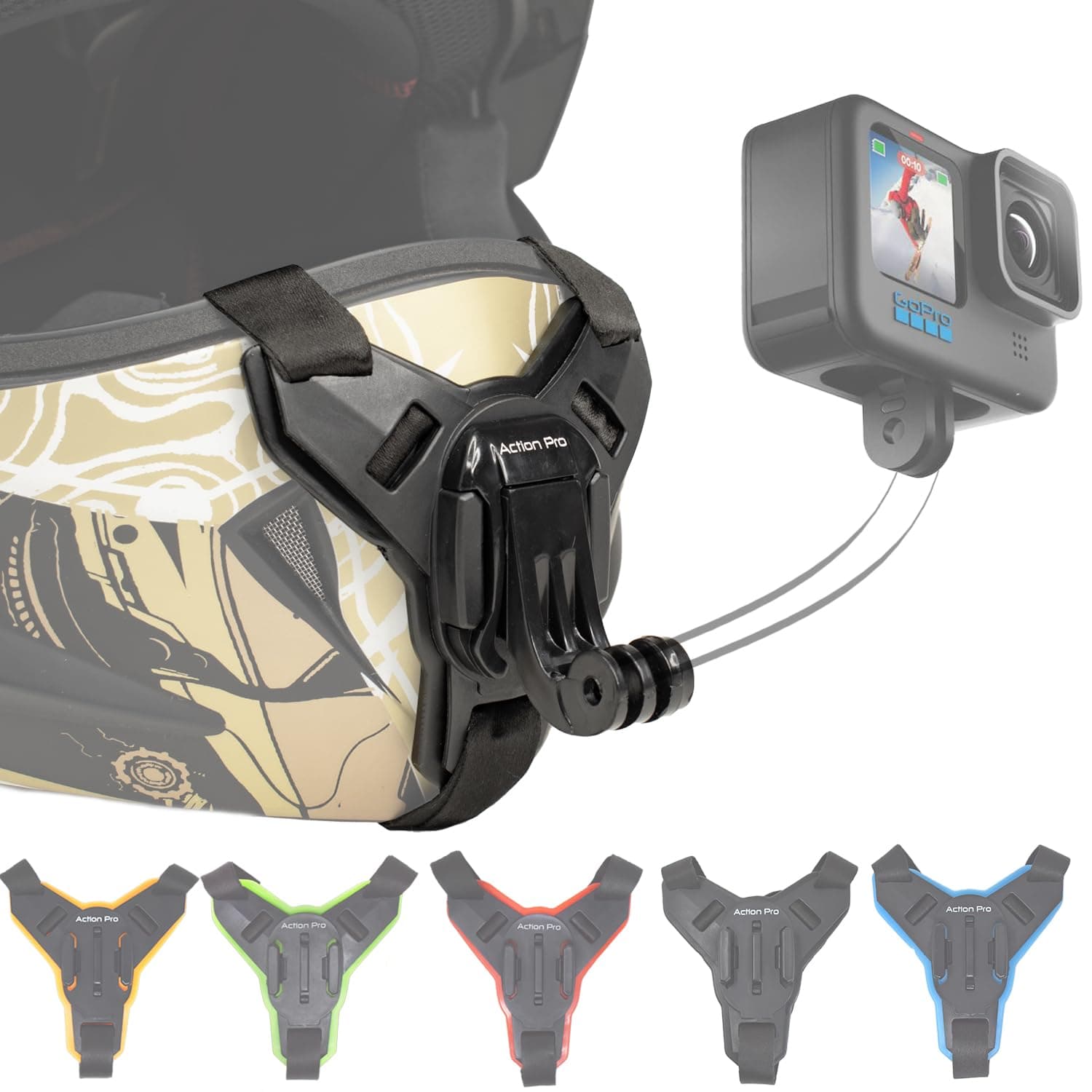 Helmet Chin Mount Strap with J Hook Compatible with All Smartphones and GoPro 13 12 11 10 9 8 7 5 4 | SJCAM | DJI Osmo | Insta360 X4 X3 X2 & Other Action Cameras [Made in India] (Black)