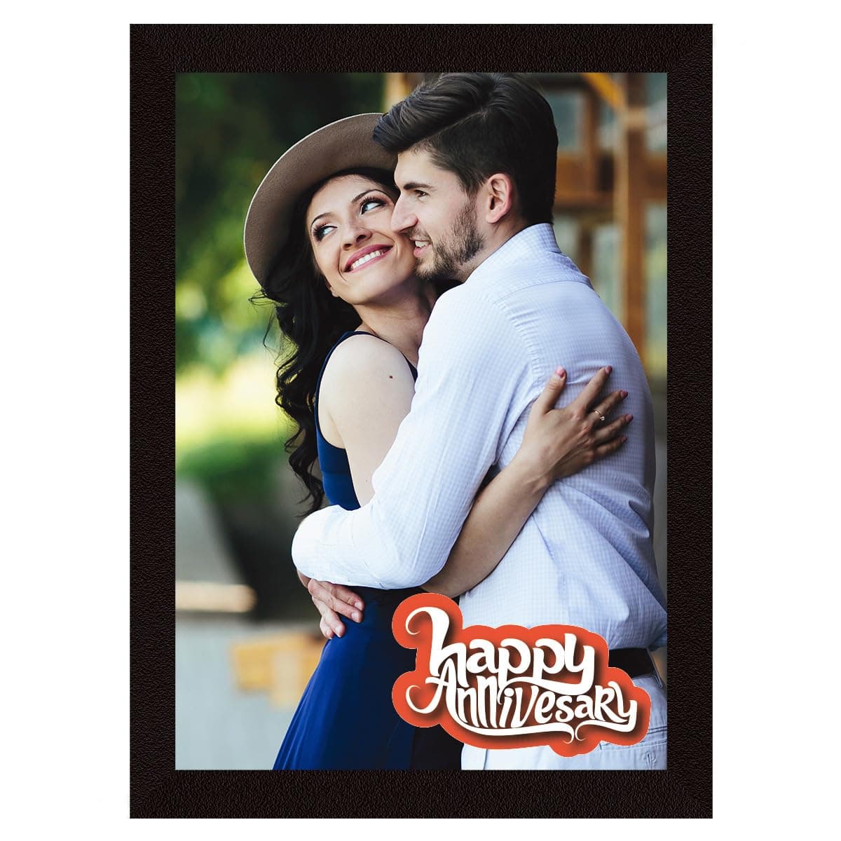 ArtX Customized Canvas Rectangular Wood Wall Mount Photo Frames 33 x 25 Cm With Photo Upload (Anniversary), Black