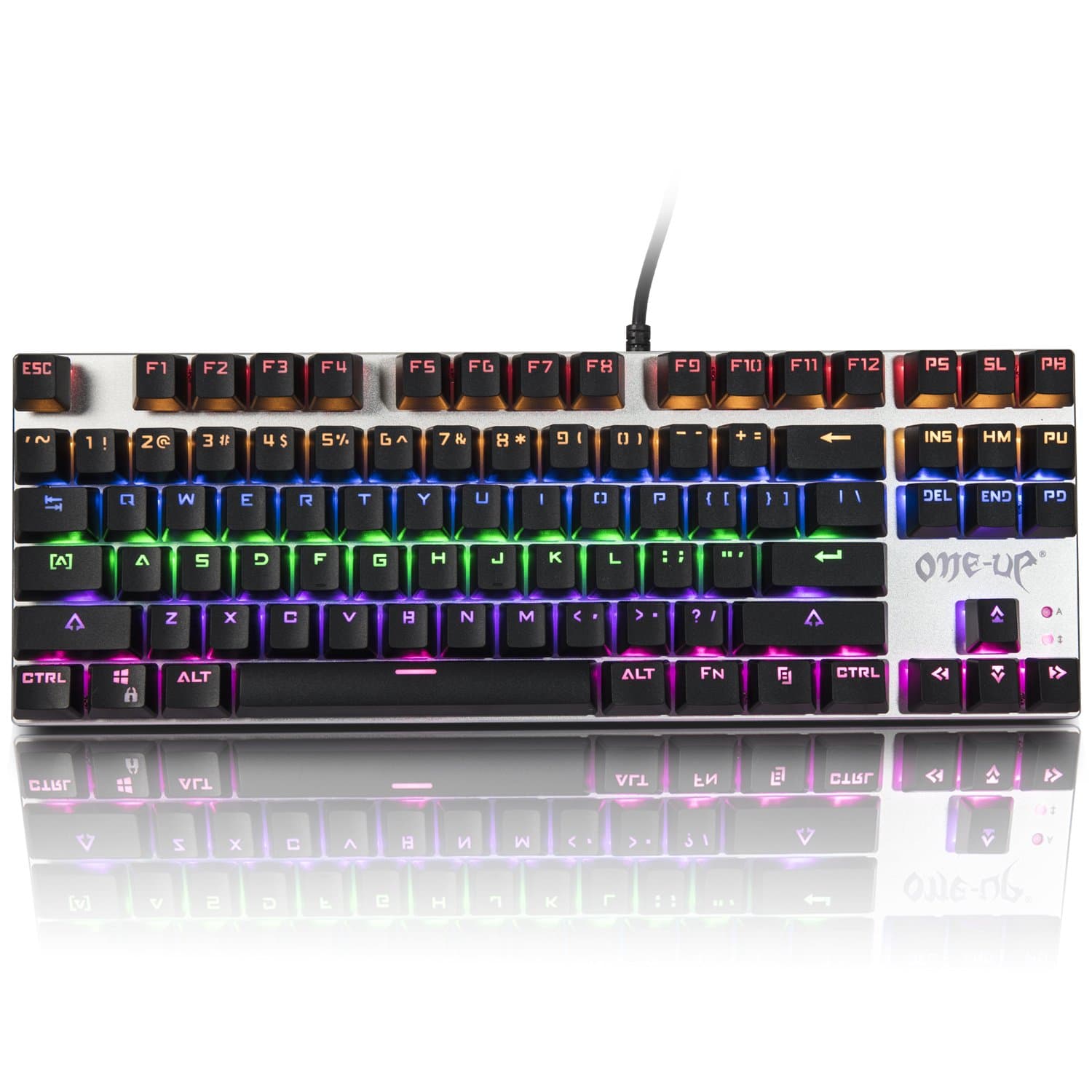 One Up G300 9 LED Backlit Modes Mechanical Gaming Keyboard - 87keys - Blue Switches (Silver)