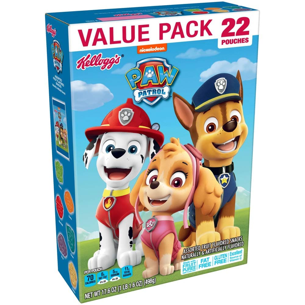 PAW Patrol, Assorted Fruit Flavored Snacks, Original, Excellent Source of Vitamin C, 17.6 Oz Box (Pack of 6)