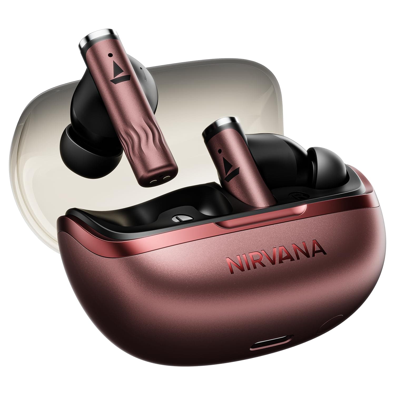 Boat Nirvana Zenith Pro, 50dB Hybrid Adaptive ANC, Spatial Audio, Hi-Res Audio LDAC, 6Mics AI-ENx, 80 Hrs Battery, Bluetooth Earbuds, TWS Ear Buds Wireless Earphones with mic (Crimson Red)