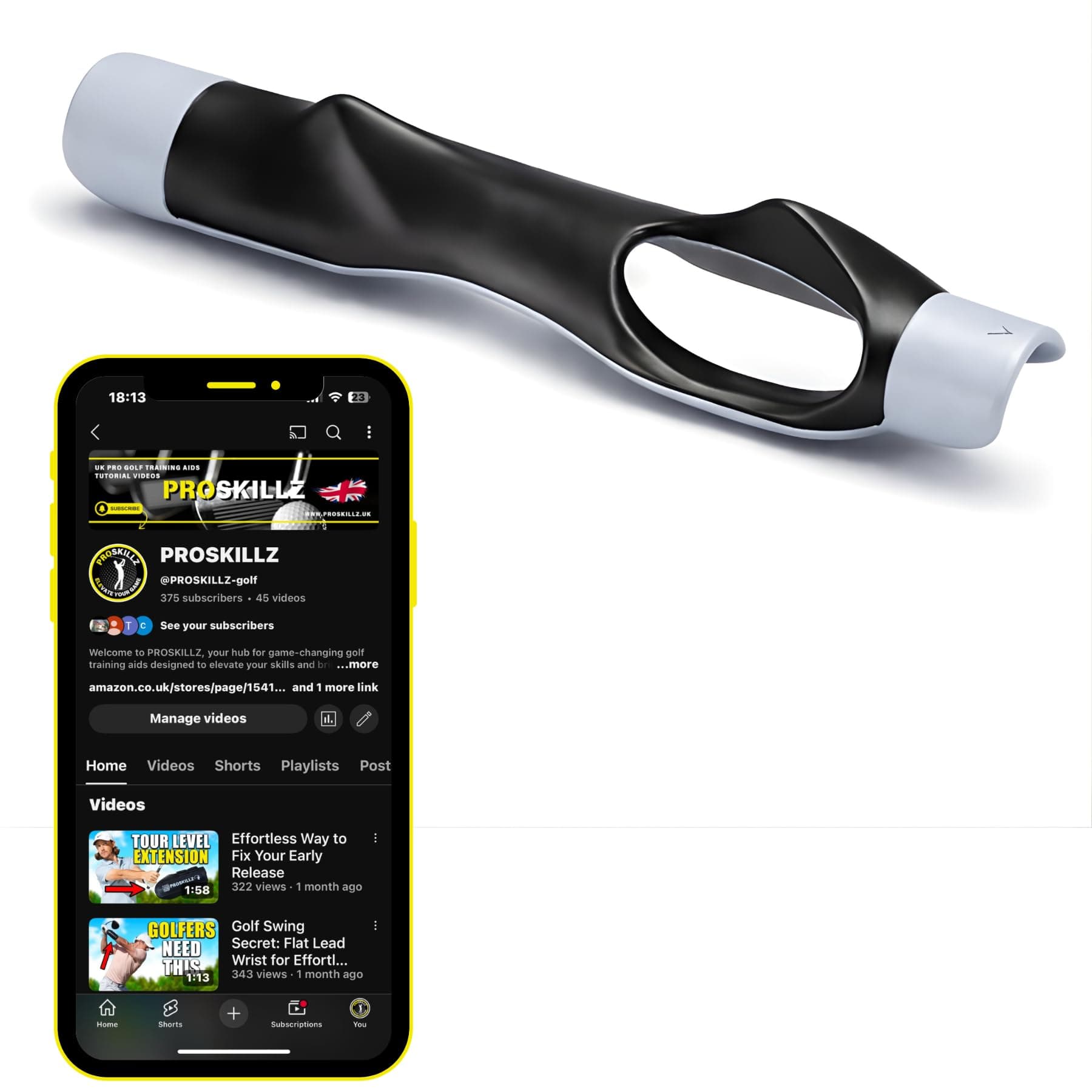 UK PRO Golf Grip Trainer Right-Handed I Clip-On Hand Placement Corrector Fits Most Club Grips I Build Muscle Memory for Better Swing Mechanics, Accuracy & Control I Tutorial Videos Included