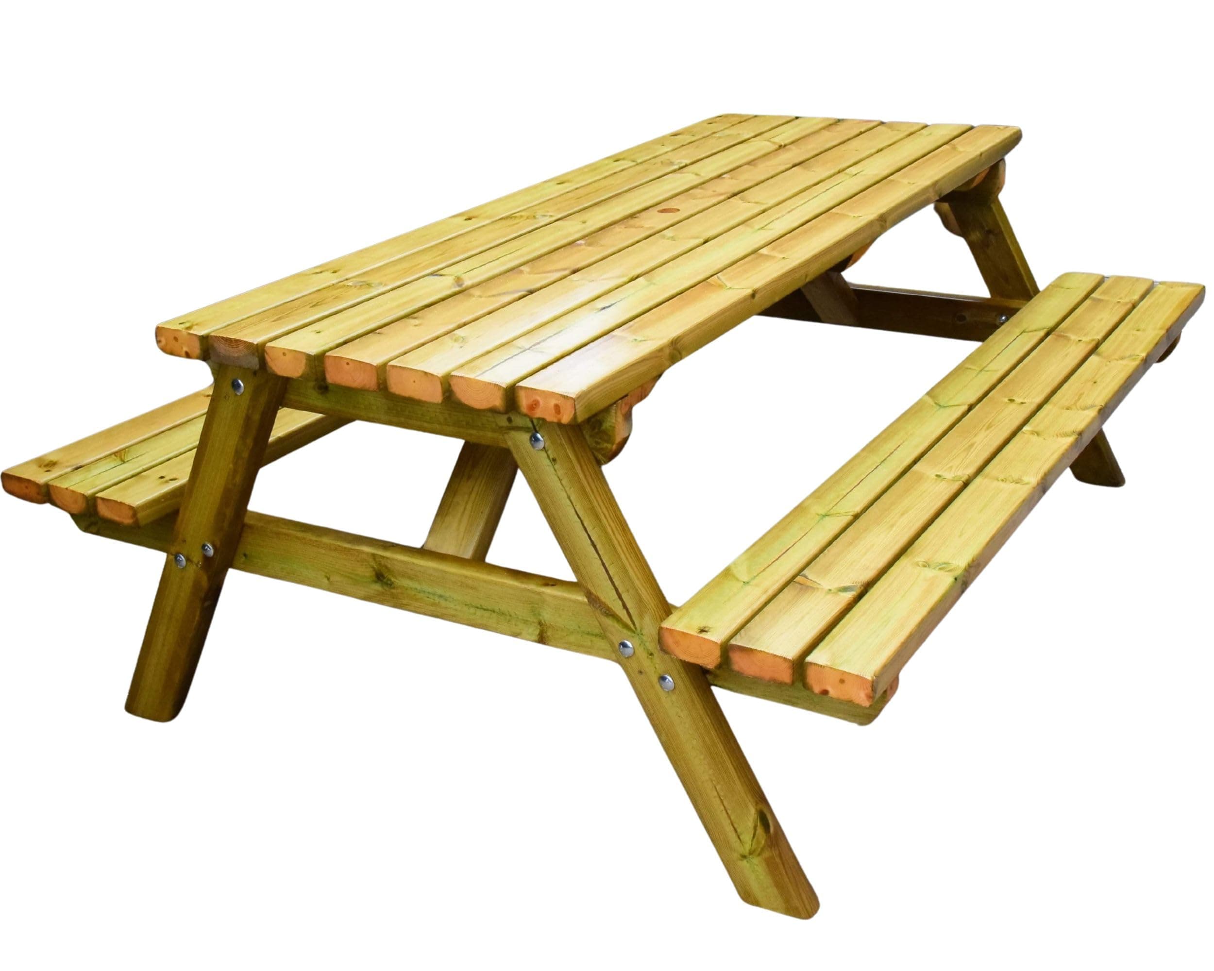 MG Timber Heavy Duty Premium, A-frame Picnic table, Bench. Made From Pressure Treated Swedish Redwood (SQ CORNERS, 6FT)