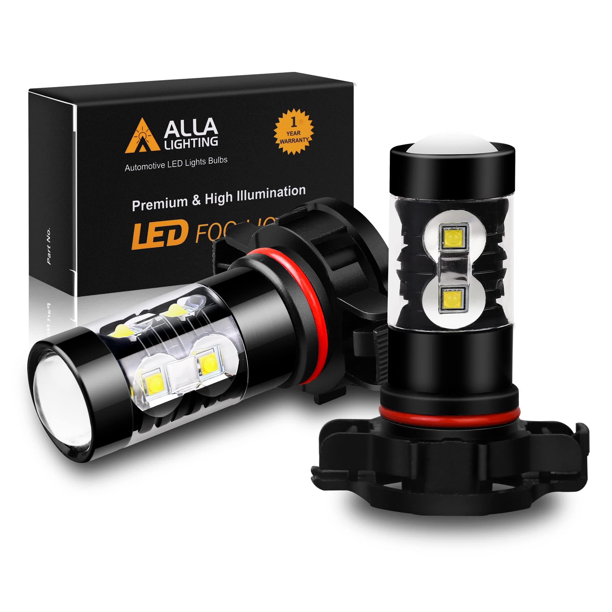 Alla Lighting Extremely Super Bright High Power 50W CREE 5202 H16 Type 1 White LED Lights Bulbs for Fog Light Lamps Replacement