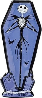 Silver Buffalo Disney The Nightmare Before Christmas Coffin Shaped Sculpted Ceramic Spoon Rest Featuring Jack Skellington, 8.1” x 5.5”